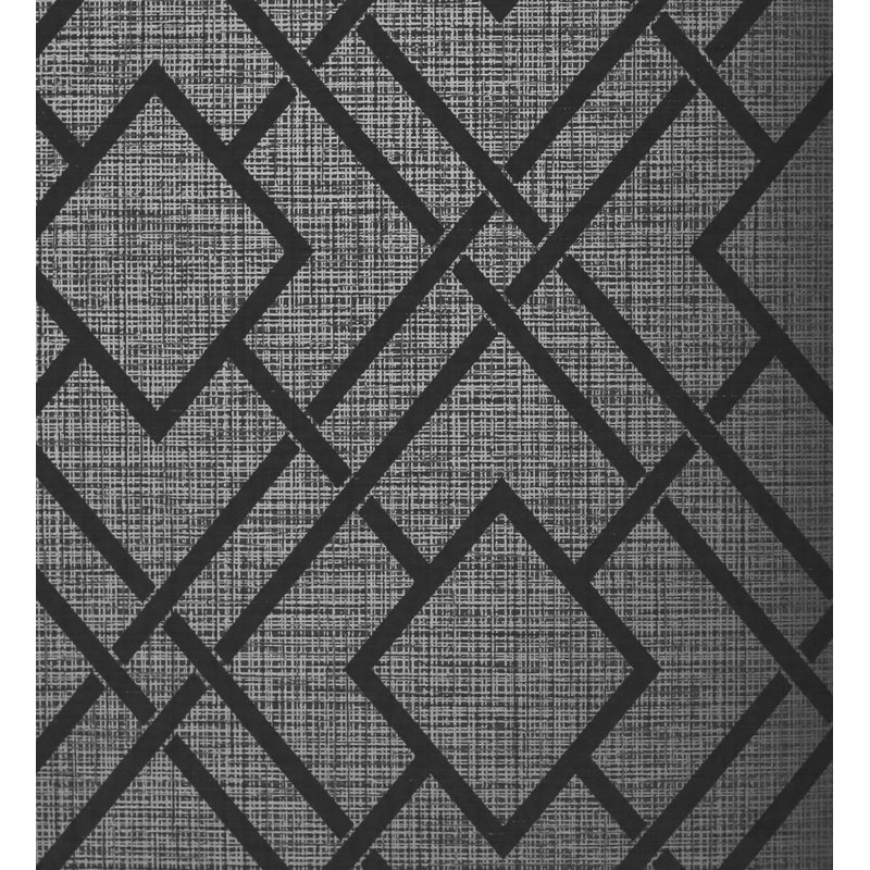 Rouleau de papier peint à motif de losanges métalliques Aracri Anxo L 33 pi x l 20,5 po, Charbon métallique