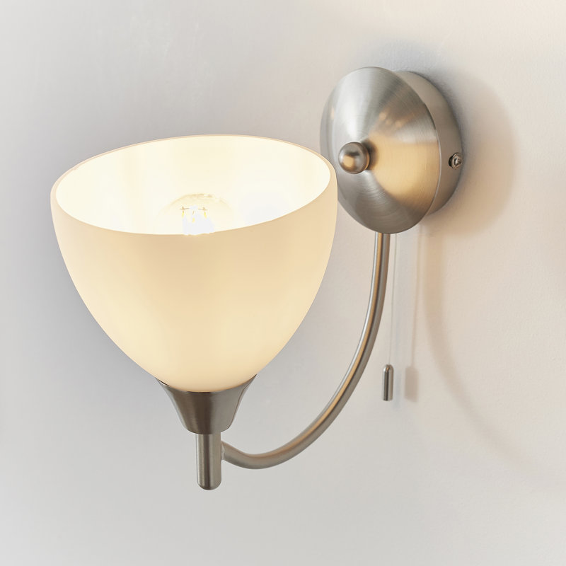 Barium Steel Armed Sconce, Satin Chrome