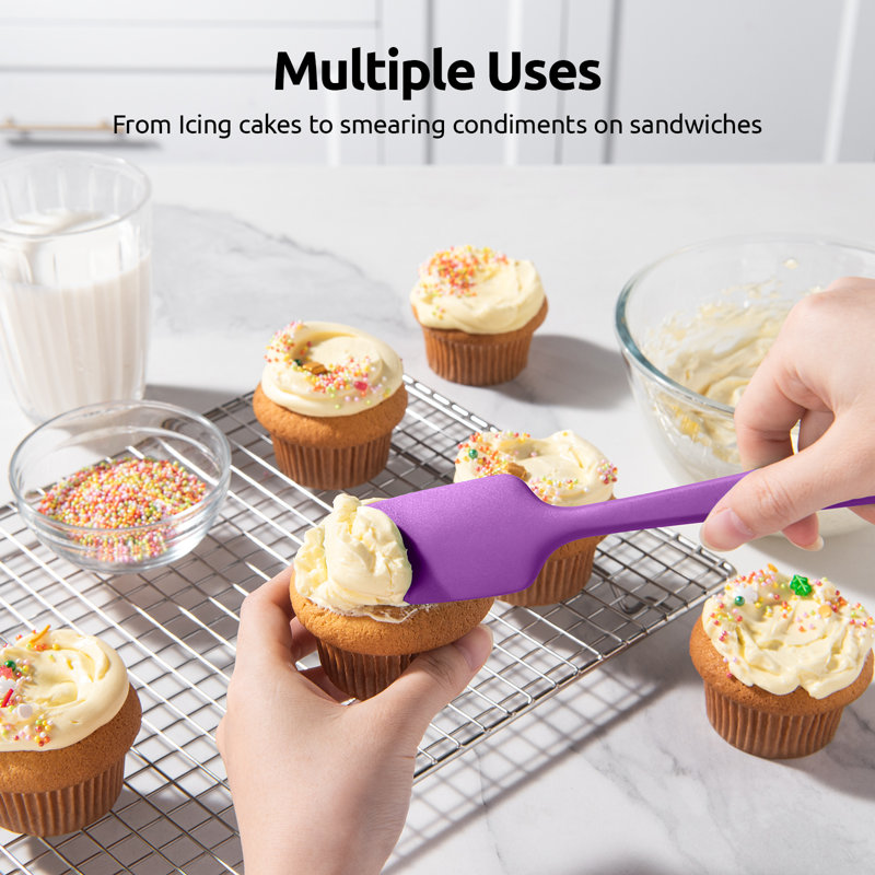 U-Taste 600ºF Heat-Resistant Silicone Spatula Set, 4-Piece BPA-Free Kitchen Baking Cooking Tools, Orange/Red/Aqua Sky/Purple