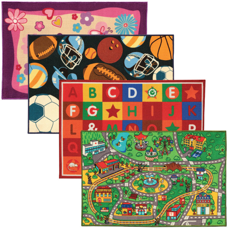 Paquet de 4 tapis de 47,2 po x 31,5 po Excello Global Products (route, alphabet, fleur, sport)