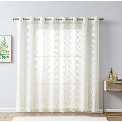 Panneau de porte de patio semi-diaphane avec œillets Wave Lace