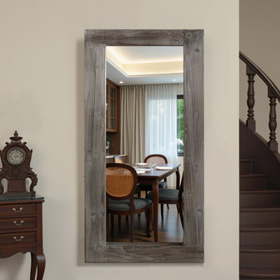 Miroir mural en bois massif vieilli