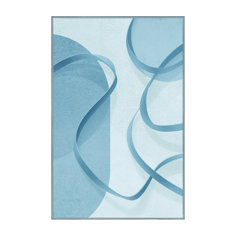 Machine Washable Auburndale Resistance Bands Minimalist Rug in Blue – SkyBlue Binding, 5x8