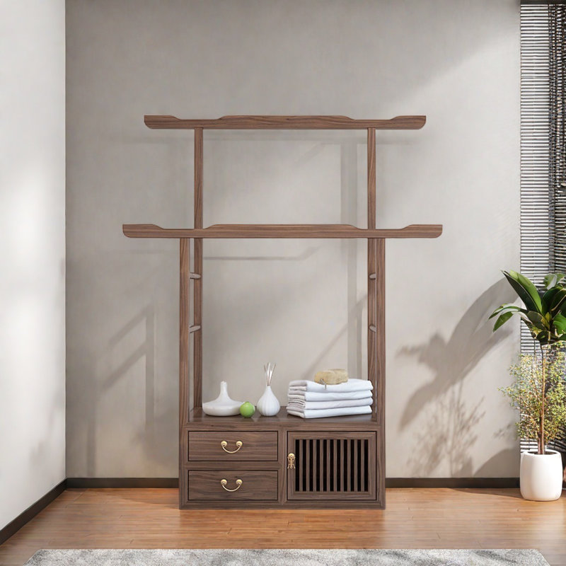 Solid elm Wardrobe with Drawers