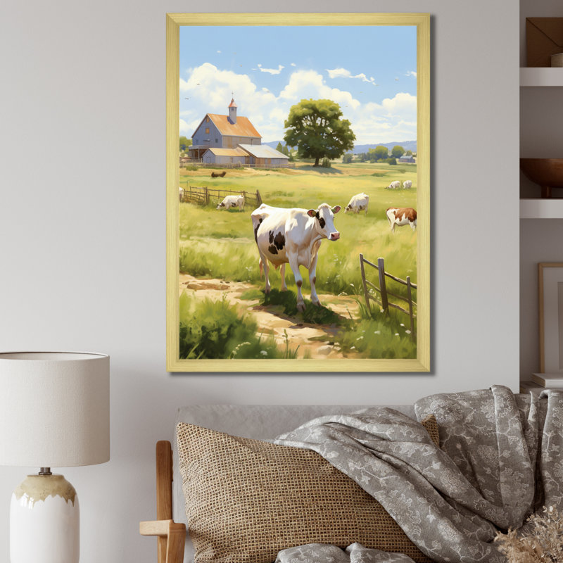 Darach Cow D laitier, sérénité, reproduction d'art sur toile, H 40 po x l 30 po x P 1,5 po, Encadrement doré