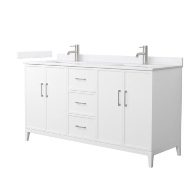 Ensemble de meuble-lavabo double 66 po avec plateau en marbre Elan