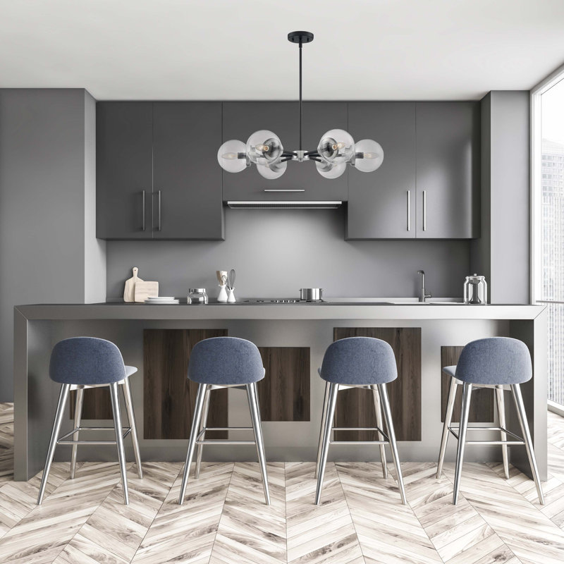 Breit 6 - Light Dimmable Sputnik Sphere Chandelier, Matte Black / Brushed Nickel Accents