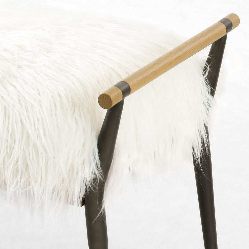 Charlotte Upholstered Bench, Mongolian Cream Fur