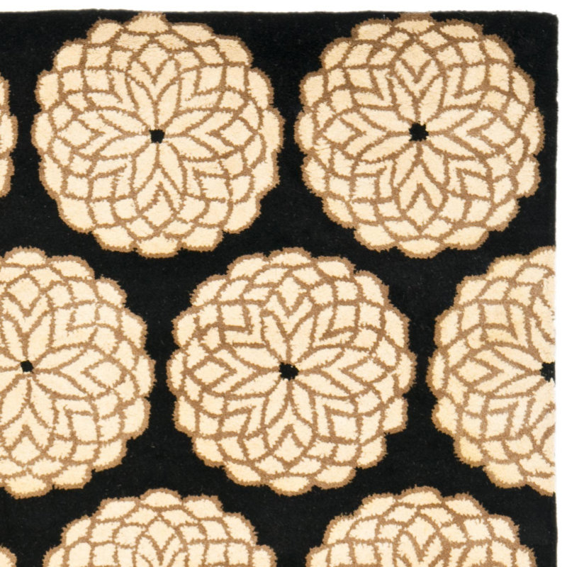 Tapis floral en laine touffeté à la main Feggins Drive, Rectangle 3 pi 6 po x 5 pi 6 po