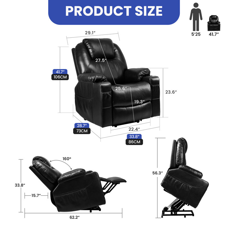 Fauteuil inclinable Mindil, Noir