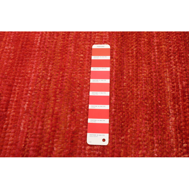 Tapis décoratif en laine rouge de conception unique 5 pi x 8 pi 1 po noué à la main New Age