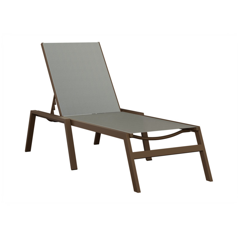 Colella Mesquite Wood Vein Aluminum Chaise Armless Lounge With Nova Slate Sling Fabric, Mesquite Wood Vein, Slate Gray