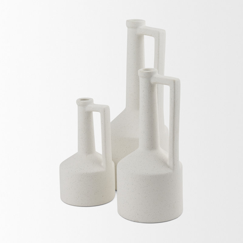 Vase de table en céramique Alisme, Blanc, H 13 po x l 6 po x P 6 po