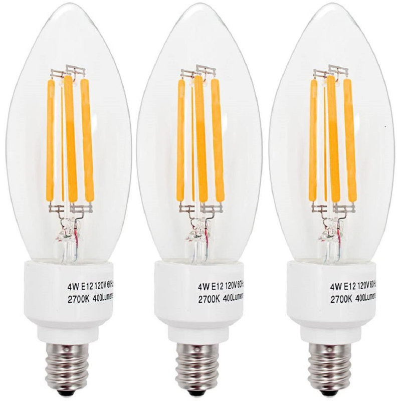 4 Watt (40 Watt Equivalent), C11 LED, Non-Dimmable Light Bulb, Soft White (2700K) E12/Candelabra Base