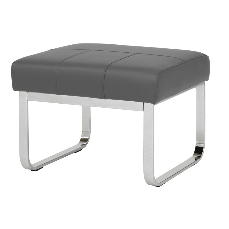Jaymiah 23.5'' Wide Faux Leather Rectangular Ottoman, Faux cuir gris