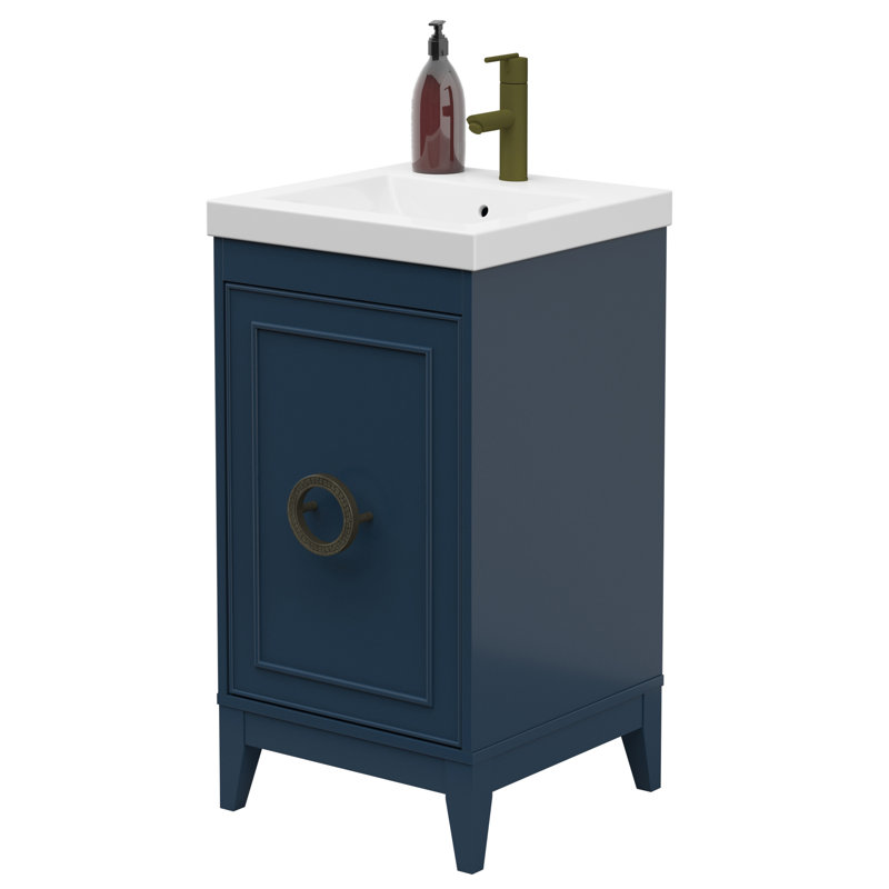 Ensemble de meuble-lavabo simple 18 po Treveion, Bleu Fontana