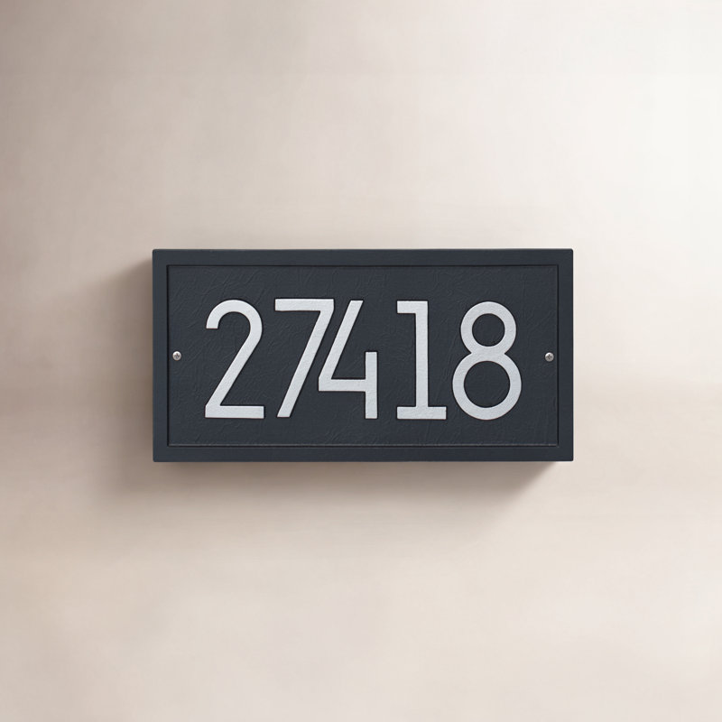 Plaque d'adresse moderne, Noir / argent, Oui
