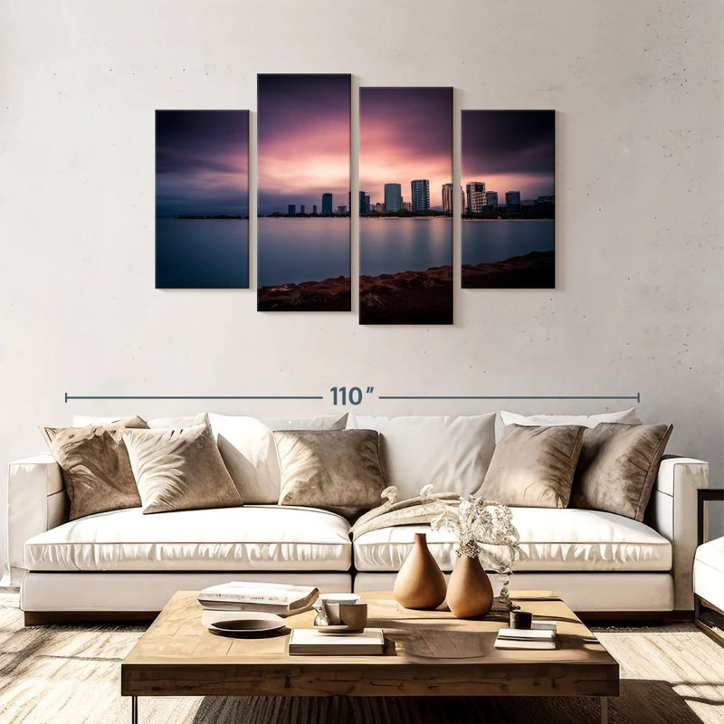 Sireci Honolulu Purple Sunset Skyline, 48" H x 75" W