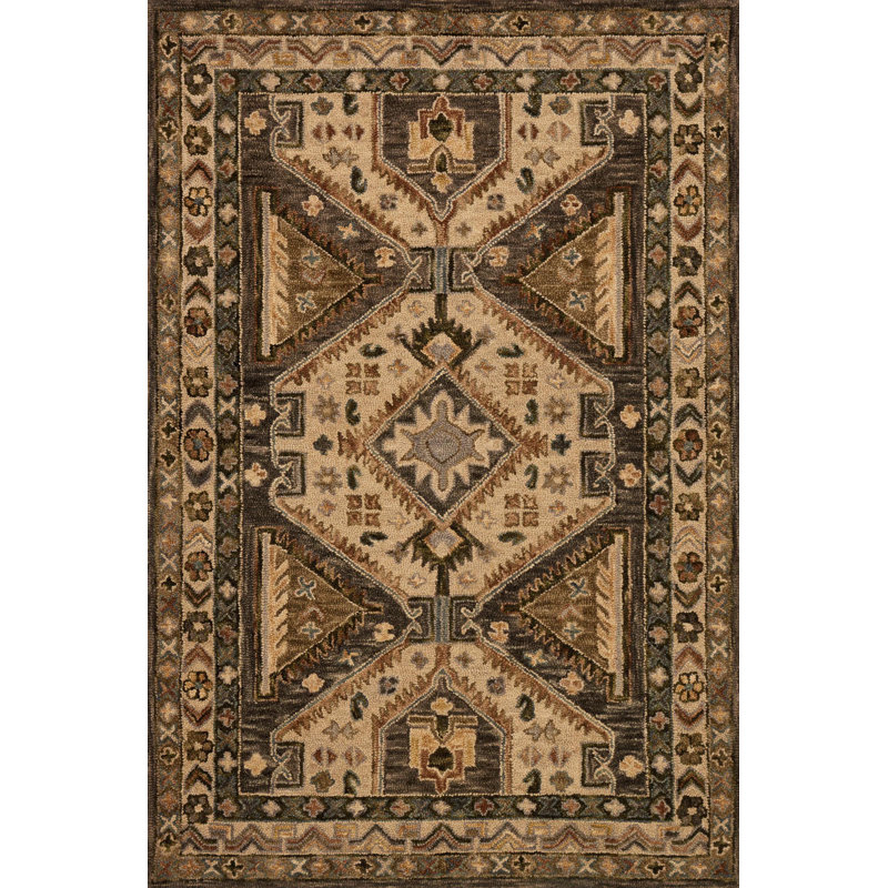 Braun Hand Hooked Wool Oriental Indoor Rug, Rectangle 5' x 7'