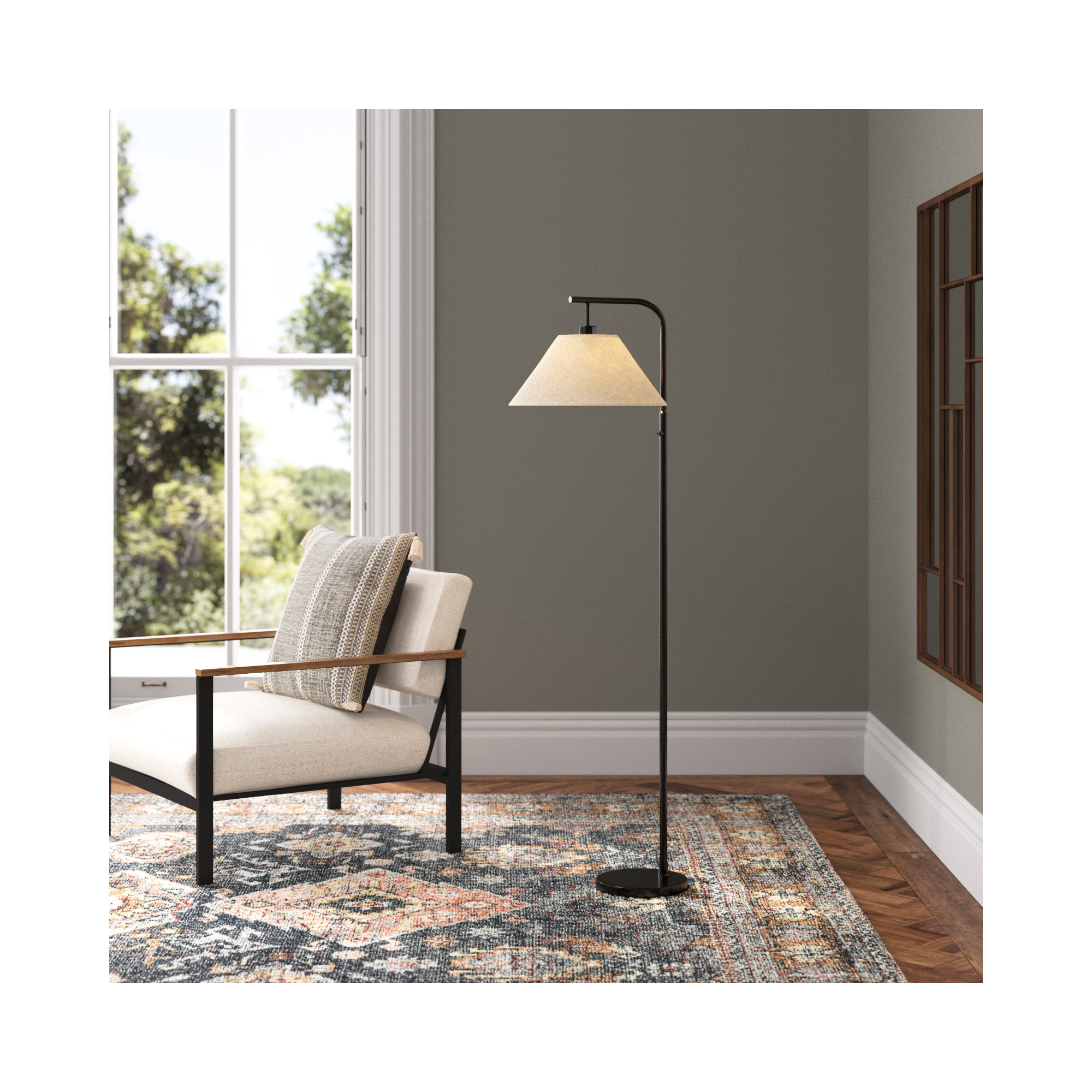 Westwick 58'' Floor Lamp, Black, Beige
