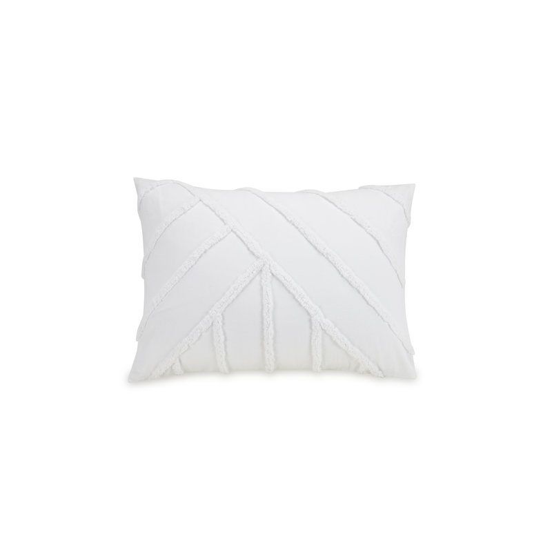 Full White Cotton Chenille Chevron Comforter Set