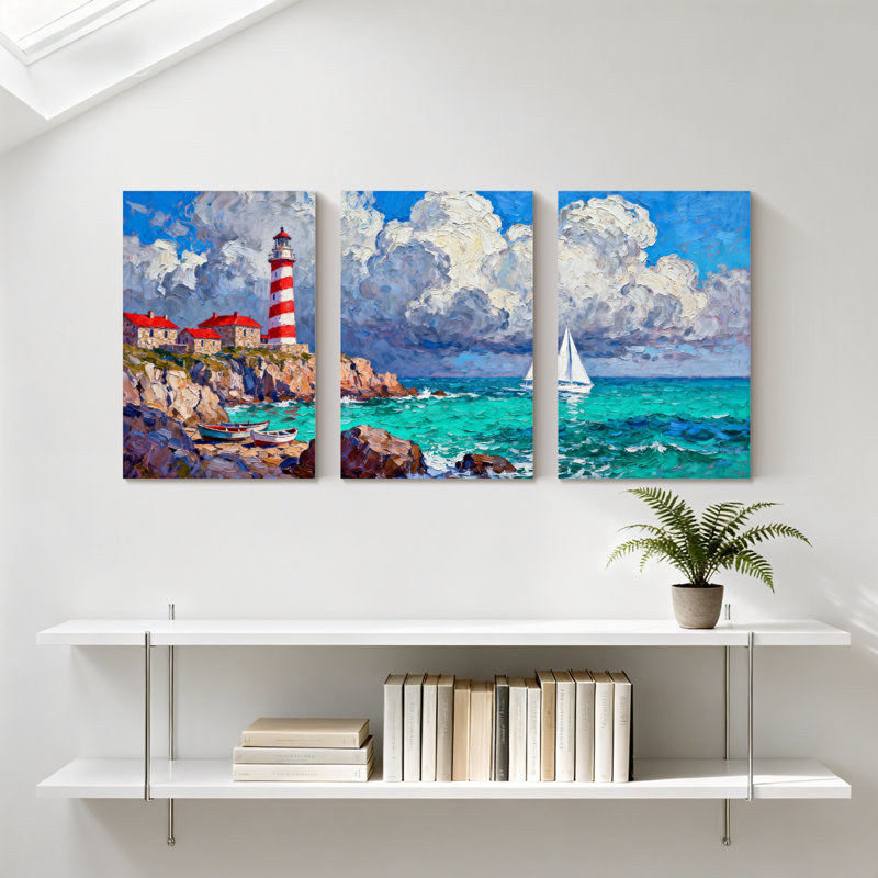 Ensemble de 3 reproductions d'art sur toile, H 30 po x l 60 po