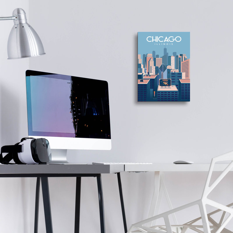 «Chicago Illinois» par Omar Escalante, art mural en verre acrylique, H 16 po x l 12 po x P 0,13 po