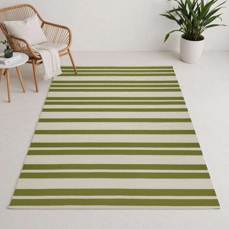 Tapis intérieur / extérieur beige HorizontalStripes, Rectangle 9 pi x 12 pi