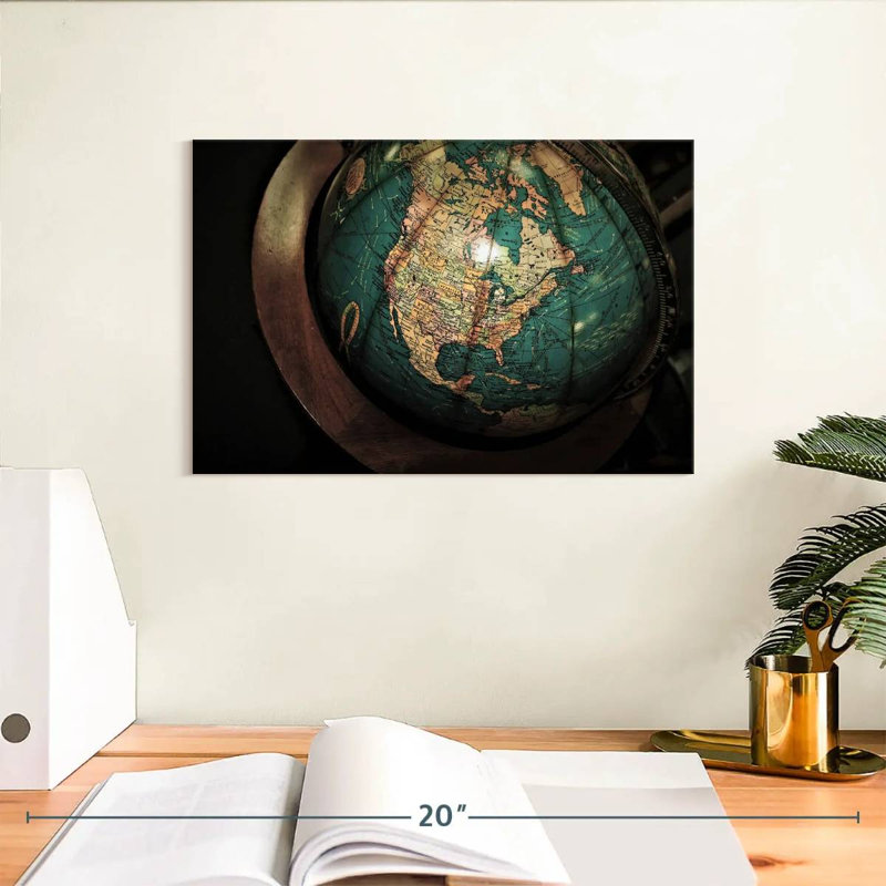 Carte rétro du globe Aliaz, H 8 po x l 12 po