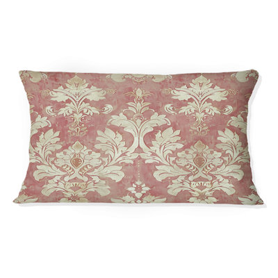 Royal Pink Gold Traditional Damask II - Traditional Lumbar Pillow