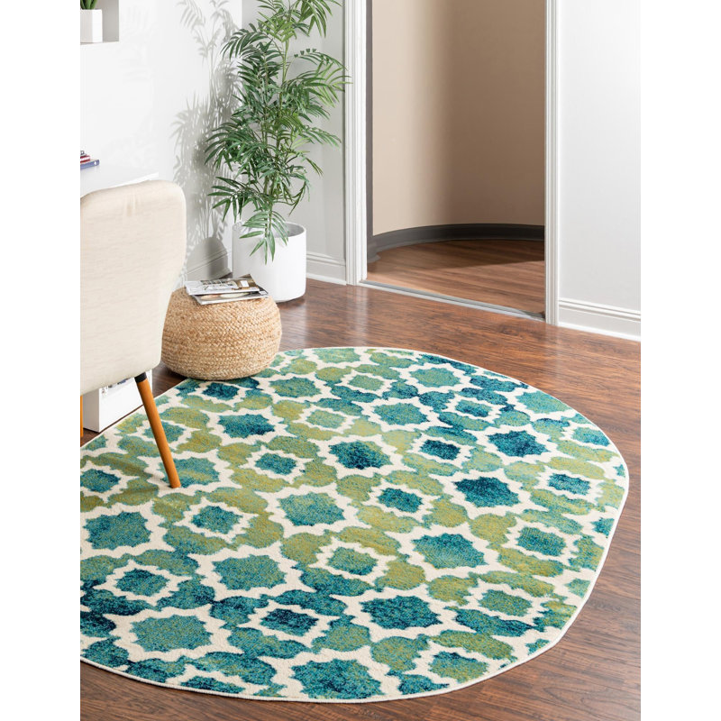 Analiese Geometric Indoor Rug, Oval 5'3" x 8'