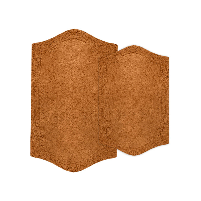 Morissette 100% Cotton Bath Rug, Non-slip, Absorbent, Machine Washable, Quick Dry 2 PCs set (21x34 / 24x40), Terracotta
