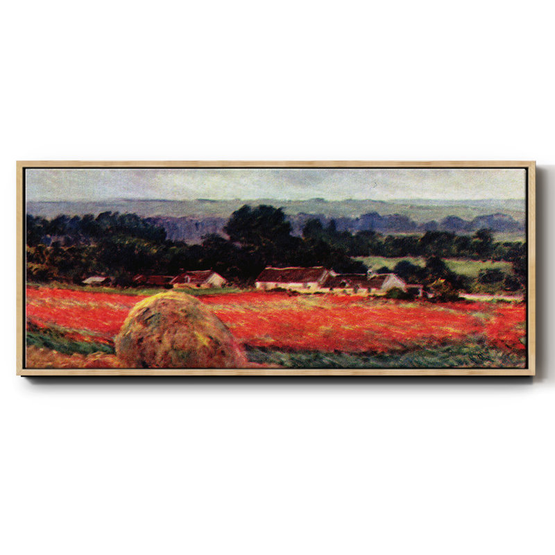 «The Poppy Blumefeld (The Barn)», reproduction sur toile par Claude Monet, 8" H x 20" W x 1.5" D, Toile avec cadre naturel