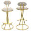 Tabourets de bar ronds modernes avec structure dorée, conception ergonomique et velours facile à nettoyer pour les îlots de cuisine-206769884