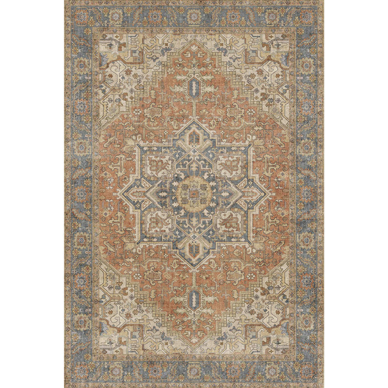 Bohemian Vintage Area Rug Washable Non Slip Moroccan Indoor Rug, Rectangle 9' x 12'