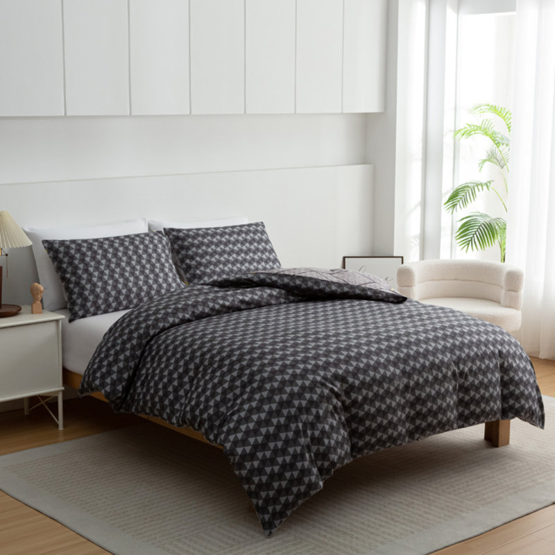Premium Reversible Duvet Cover Set with Zipper Closure and Corner Ties, Single Duvet Cover + 1 Standard Pillowcase
