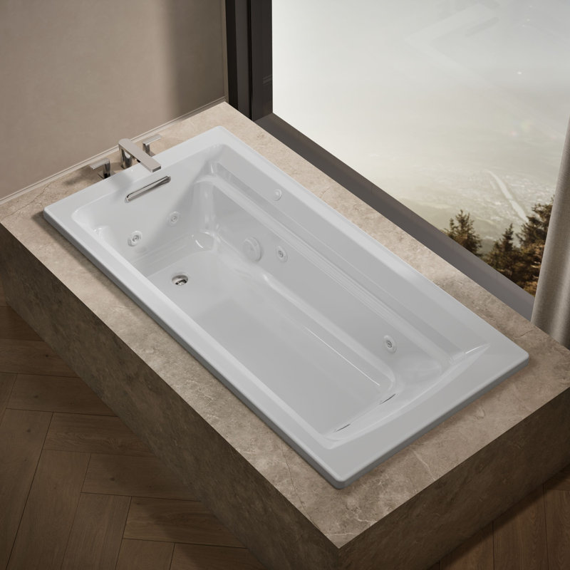 Archer 72" x 36" Drop in Whirpool Acrylic Bathtub, White