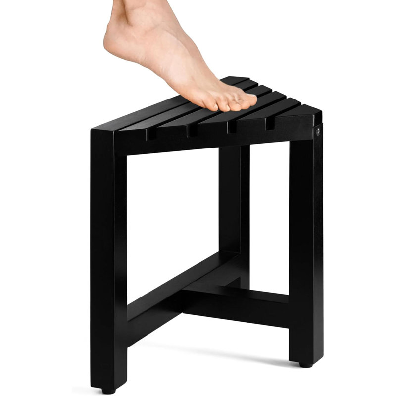 Eilerman 16.4'' W Solid Wood Shower Bench, Black