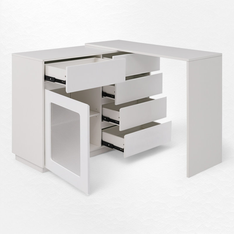 44"-85" Extendable Sofa Bar Table Cabinet With LED