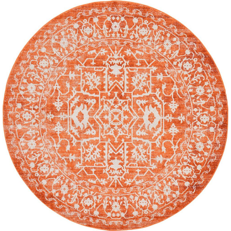 Folkeste Oriental Area Rug, Round 6'1", Orange
