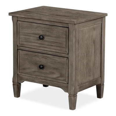 Wire-Brushed Warm Gray 1pc Nightstand Bedside Table Round Pull Knobs Bedroom Furniture