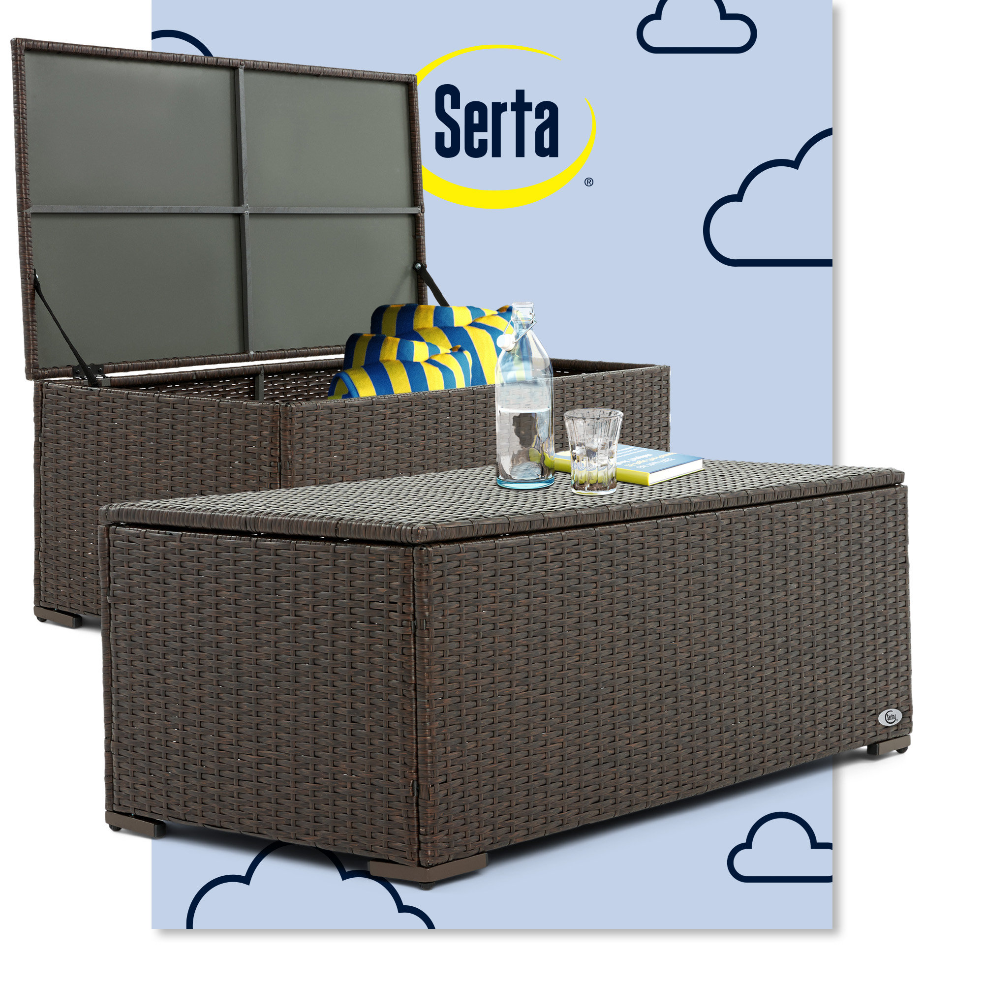 Serta Laguna Outdoor Patio Furniture Collection Storage Coffee Table