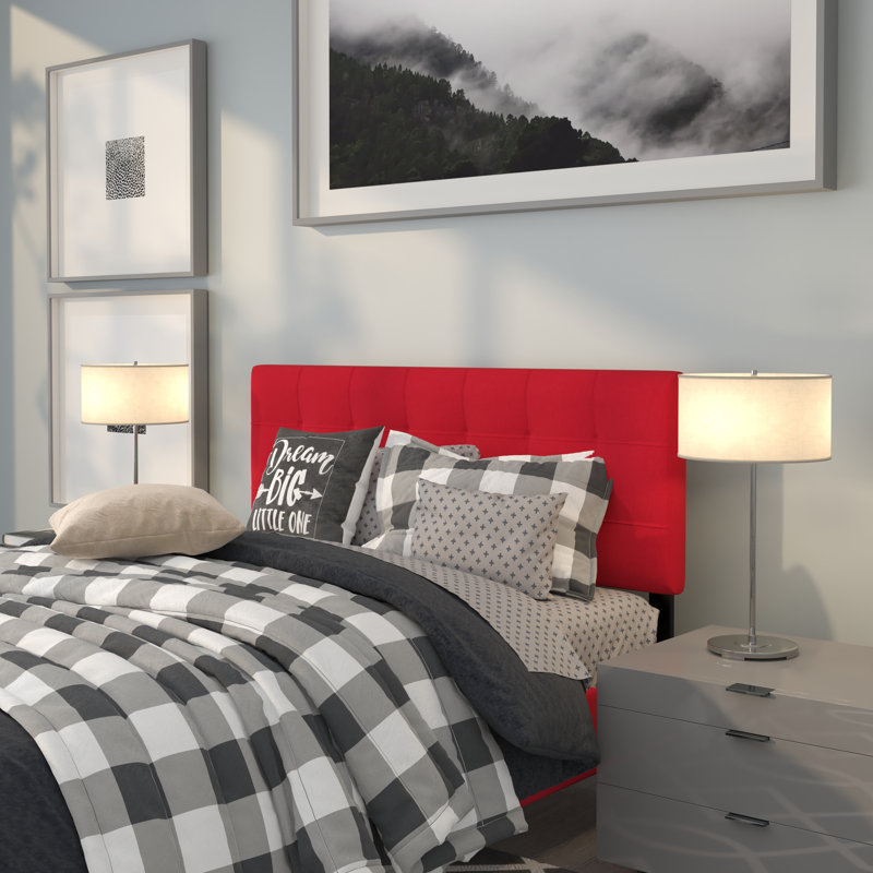 Tête de lit tapissier capitonnée Ciriaca, Double, Rouge