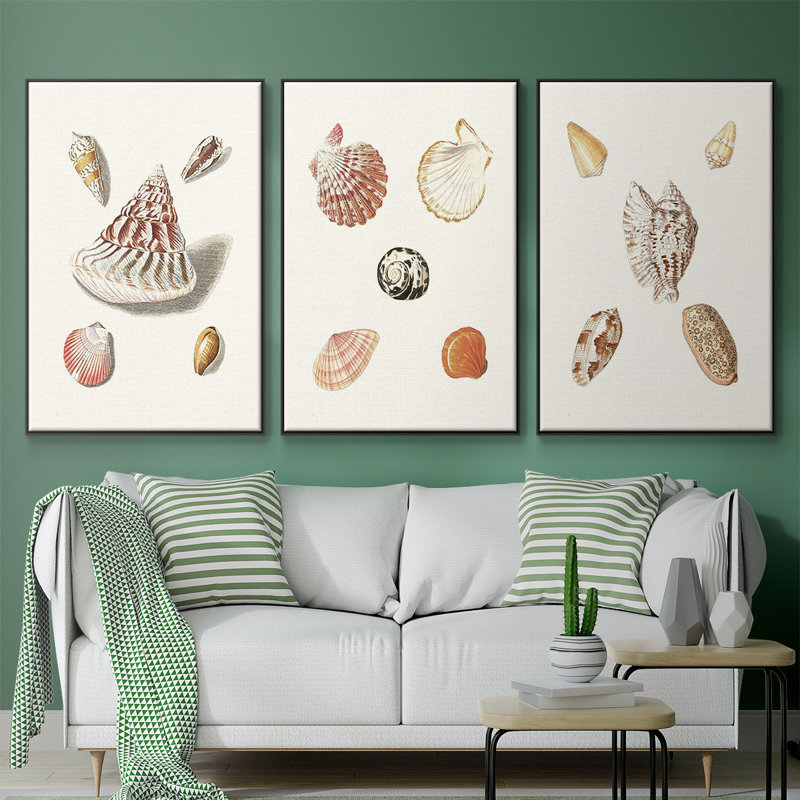 Pastel Knorr Shells VI 3 pièces, Noir, H 40 po x l 90 po x P 2 po