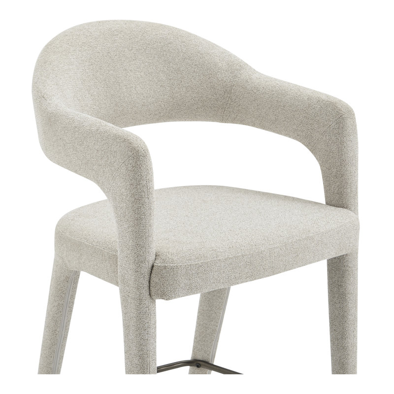 Tabouret rembourré Cathline, Tabouret de comptoir (siège d'une hauteur de 26,4, Polyester beige