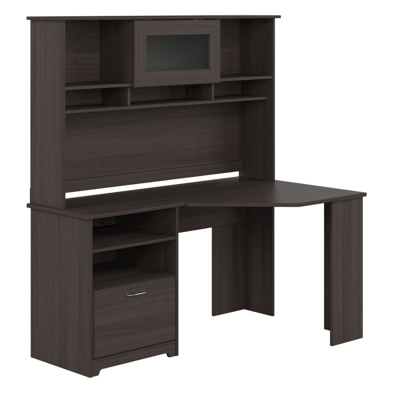 Bureau d'angle réversible avec clapier Ozro, Gris