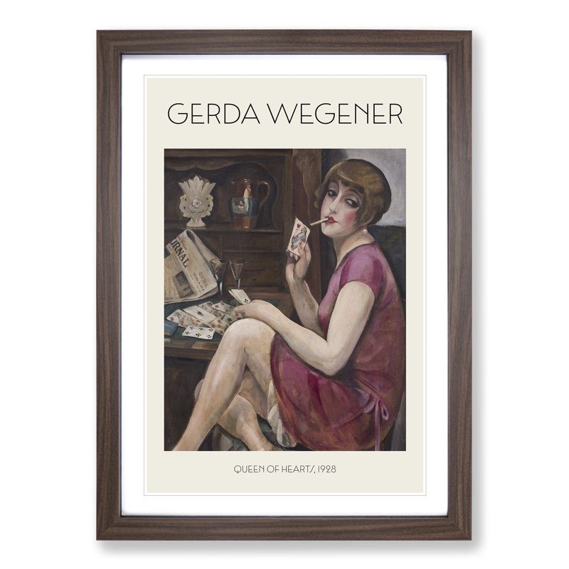 Queen of Hearts Print by Gerda Wegener - Picture Frame Painting, Walnut Framed, 48cm H x 36cm W x 2cm D