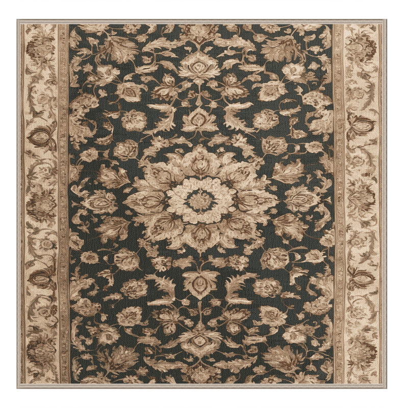 Machine Washable Persian Brown Area Rug, Square 3'