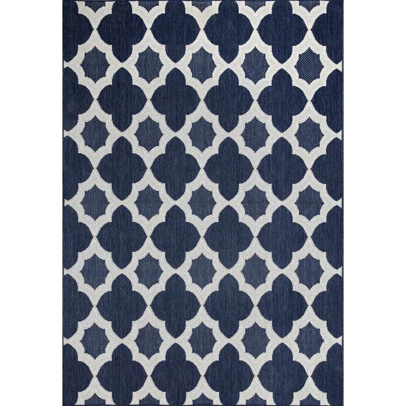 Tapis bleu marine/ivoire ikat Parkins, Rectangle 5 pi 3 po x 7 pi