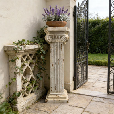 Pedestal Column Plant 38.18'' Tall Roman Column With Base Roman Pillar Greek Column Magnesium Oxide Large Size Statue Sculpture Pedestal Stand Holder For Indoor Outdoor Wedding Birthday Party Decor